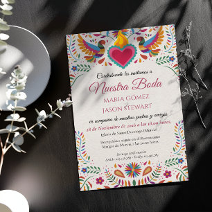 Kleurrijke Bloemen Botanische Spaanse Bruiloft Fie Kaart