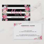 Kleurrijke bloemen Bouquet Black & White Stripes Visitekaartje (Voorkant / Achterkant)