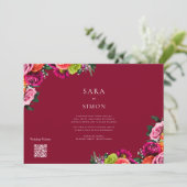 Kleurrijke Bloemen Bourgondische bruiloft uitnodig Kaart (Staand voorkant)