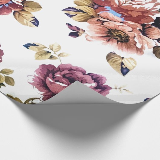 Kleurrijke bloemen boven witte achtergrond cadeaupapier (Hoek)