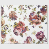 Kleurrijke bloemen boven witte achtergrond cadeaupapier (Vlak)