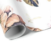 Kleurrijke bloemen boven witte achtergrond cadeaupapier (Rol Hoek)