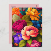 Kleurrijke bloemen briefkaart (Voorkant / Achterkant)