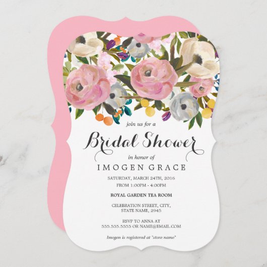  Kleurrijke Bloemen Bruids Douche Uitnodiging (Voorkant / Achterkant)