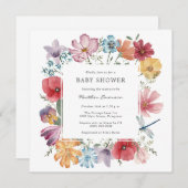Kleurrijke bloemen bruids douche uitnodiging (Voorkant / Achterkant)