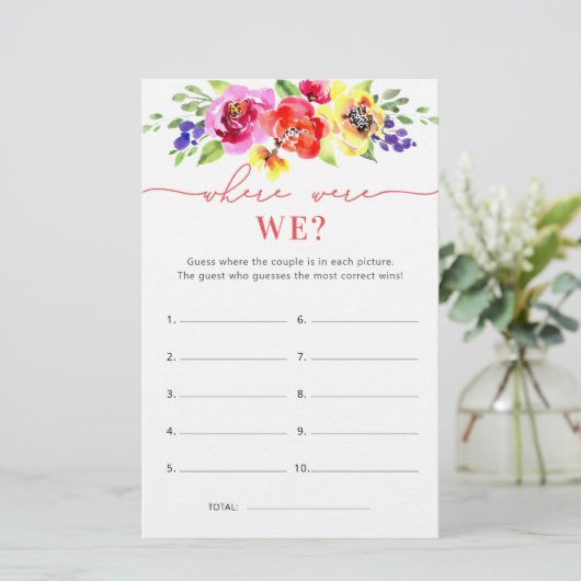 Kleurrijke Bloemen Bruidsfeest Spel Waar waren we (Staand voorkant)