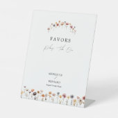 Kleurrijke bloemen bruiloft gunsten reclamebord met voetstuk (Voorkant)