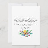 Kleurrijke Bloemen Bruiloft Platte Bedankkaart (Achterkant)