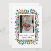 Kleurrijke Bloemen Bruiloft Platte Bedankkaart (Voorkant / Achterkant)