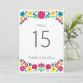 Kleurrijke Bloemen bruiloft TAFEL NUMMER Kaart (Staand voorkant)