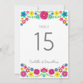 Kleurrijke Bloemen bruiloft TAFEL NUMMER Kaart (Achterkant)