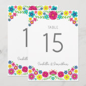 Kleurrijke Bloemen bruiloft TAFELNUMMER (Voorkant / Achterkant)