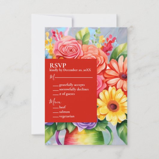 Kleurrijke Bloemen Bruiloft Uitnodiging (Voorkant)