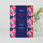 Kleurrijke bloemen bruiloft uitnodiging met stijl (Staand voorkant)