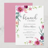 Kleurrijke Bloemen Brunch en Bubbly Vrijgezellenfe Kaart (Voorkant / Achterkant)