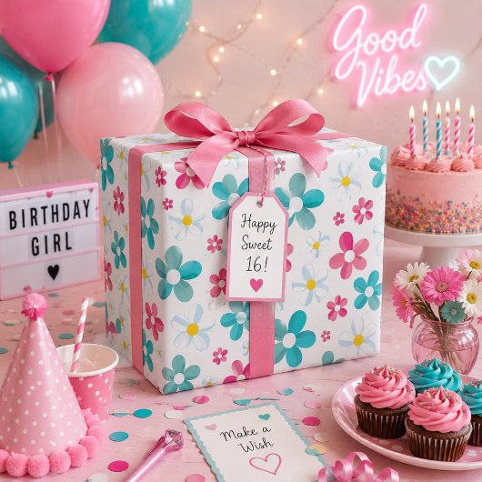 Kleurrijke bloemen cadeaupapier