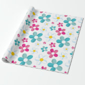 Kleurrijke bloemen cadeaupapier (Uitgerold)