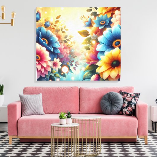 Kleurrijke Bloemen Canvas Afdruk (Insitu (Woonkamer))