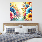 Kleurrijke Bloemen Canvas Afdruk (Insitu (Slaapkamer))