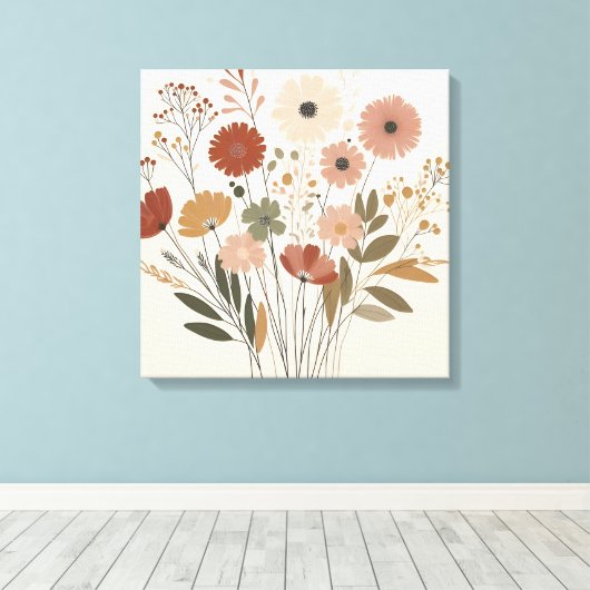 Kleurrijke bloemen Canvas Art Afdruk (Insitu (Houten vloer))