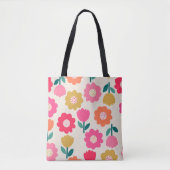 Kleurrijke Bloemen Canvas tas, Schattige Bloemen C Tote Bag (Voorkant)