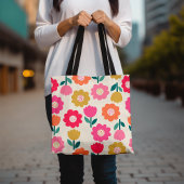 Kleurrijke Bloemen Canvas tas, Schattige Bloemen C Tote Bag