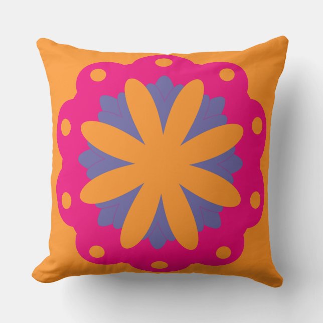 Kleurrijke bloemen cirkel vormen kussen (Voorkant)