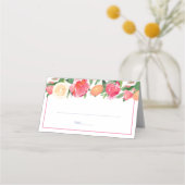 Kleurrijke Bloemen Citrus Blauw Spaans Tegels Brui Plaatskaartje (Voorkant)