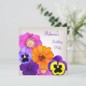  kleurrijke bloemen crème White Yellow Paars Kaart (Staand voorkant)
