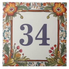 Kleurrijke Bloemen Custom House Number Bord Sign Tegeltje