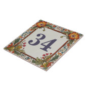 Kleurrijke Bloemen Custom House Number Bord Sign Tegeltje (Zijkant)