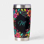 Kleurrijke Bloemen Custom Monogram Geïsoleerde Drinkbeker (Voorkant)