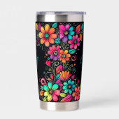 Kleurrijke Bloemen Custom Monogram Geïsoleerde Drinkbeker (Links)