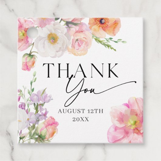 Kleurrijke Bloemen Dank u Bedankjes Labels (Voorkant)