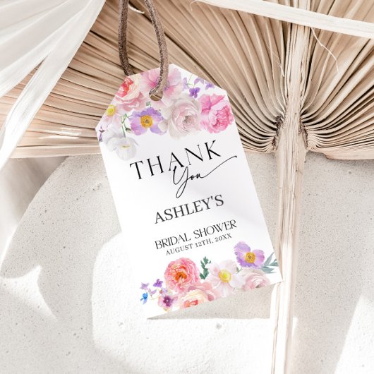 Kleurrijke Bloemen Dank u Cadeaulabel
