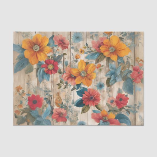 Kleurrijke Bloemen Decoupage Tissuepapier (Voorkant)