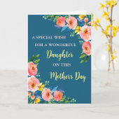 Kleurrijke Bloemen Dochter Happy Moederdag Kaart (Gele Bloem)