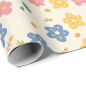 Kleurrijke bloemen doodle cadeaupapier (Rol Hoek)