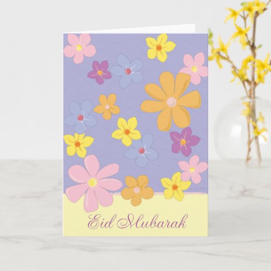 Kleurrijke bloemen - Eid Mubarak Kaart (Gele Bloem)