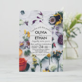 Kleurrijke bloemen elegant chic Wedding Invitation Kaart (Staand voorkant)