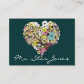 Kleurrijke Bloemen Elegant Hart gevuld met bloemen Visitekaartje (Achterkant)