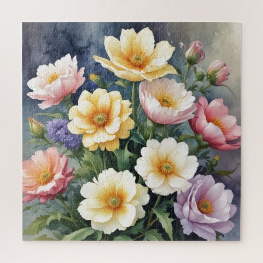 Kleurrijke Bloemen Elegante Waterverf Schilderij Legpuzzel (Verticaal)