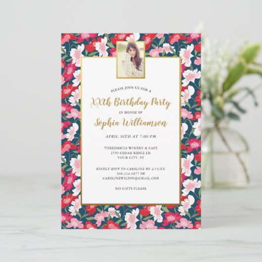 Kleurrijke bloemen, elke leeftijd voegt foto van ' kaart (Staand voorkant)