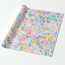 KLEURRIJKE BLOEMEN- EN BLAADPATROON PAPIEREN VELLE CADEAUPAPIER
