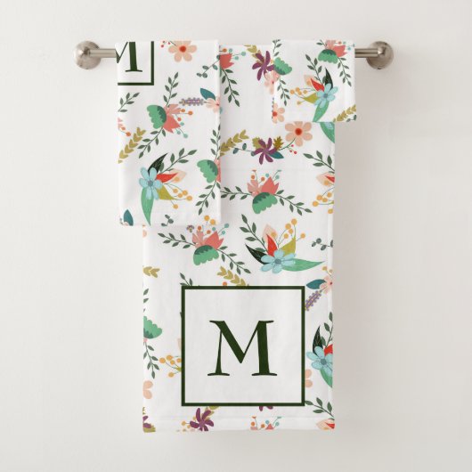 Kleurrijke bloemen en bladeren bad handdoek (Insitu)