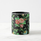 KLEURRIJKE BLOEMEN EN BLADEREN DONKERBLOEMIG ZWART MOK (Midden)