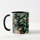 KLEURRIJKE BLOEMEN EN BLADEREN DONKERBLOEMIG ZWART MOK (Links)