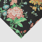 KLEURRIJKE BLOEMEN EN BLADEREN DONKERBLOEMIG ZWART TISSUEPAPIER (Detail)