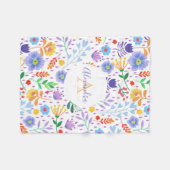 Kleurrijke bloemen en bladeren fleece deken (Voorkant (Horizontaal))