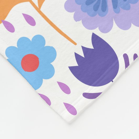 Kleurrijke bloemen en bladeren fleece deken (Hoek)